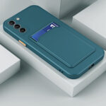 For Samsung Galaxy S23 5G Skin Feel Card TPU Contrast Color Button Phone Case(Dark Green)