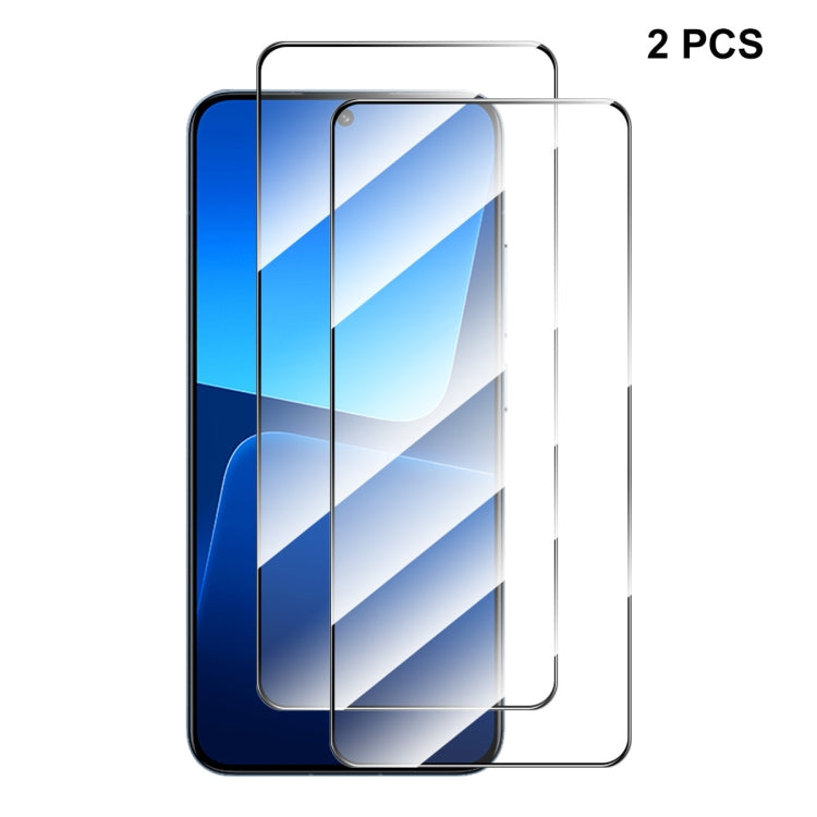 For Xiaomi 13 2pcs ENKAY Full Glue 0.26mm 9H 2.5D Tempered Glass Full Film