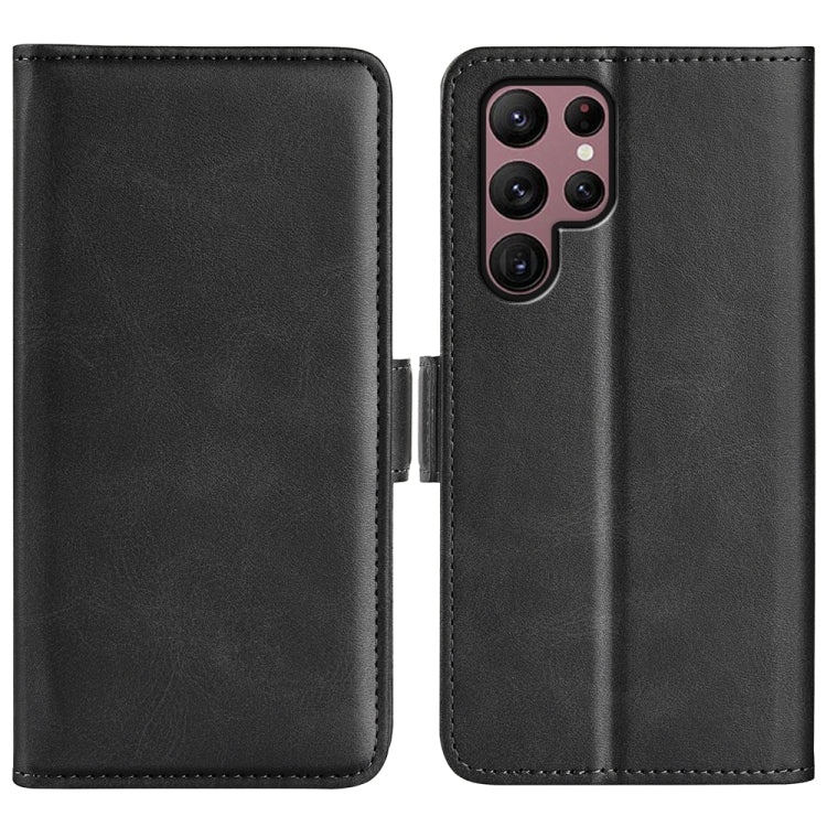 For Samsung Galaxy S23 Ultra 5G Dual-side Magnetic Buckle Leather Phone Case(Black)