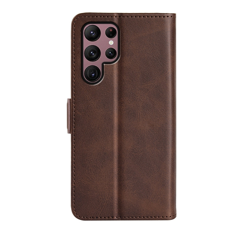 For Samsung Galaxy S23 Ultra 5G Dual-side Magnetic Buckle Leather Phone Case(Brown)