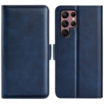 For Samsung Galaxy S23 Ultra 5G Dual-side Magnetic Buckle Leather Phone Case(Dark Blue)