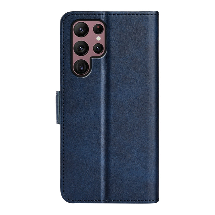 For Samsung Galaxy S23 Ultra 5G Dual-side Magnetic Buckle Leather Phone Case(Dark Blue)