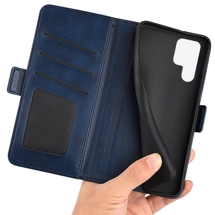 For Samsung Galaxy S23 Ultra 5G Dual-side Magnetic Buckle Leather Phone Case(Dark Blue)