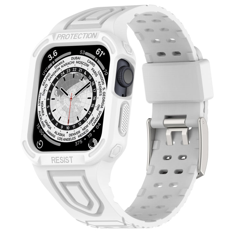 Silicone Integrated Watch Band For Apple Watch Series 8&7 41mm / SE 2&6&SE&5&4 40mm / 3&2&1 38mm(White)