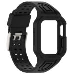 Silicone Integrated Watch Band For Apple Watch Series 8&7 41mm / SE 2&6&SE&5&4 40mm / 3&2&1 38mm(Black)