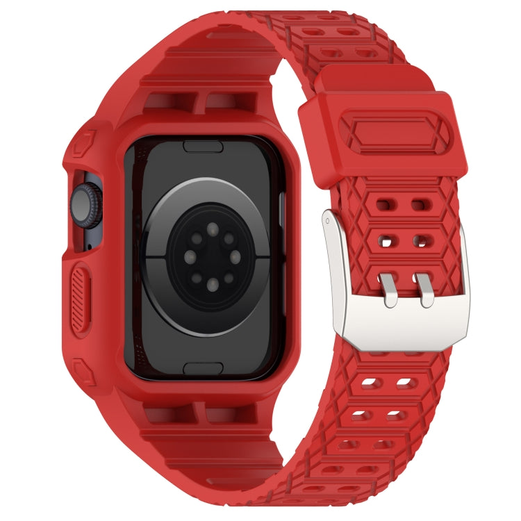 Silicone Integrated Watch Band For Apple Watch Series 8&7 41mm / SE 2&6&SE&5&4 40mm / 3&2&1 38mm(Red)