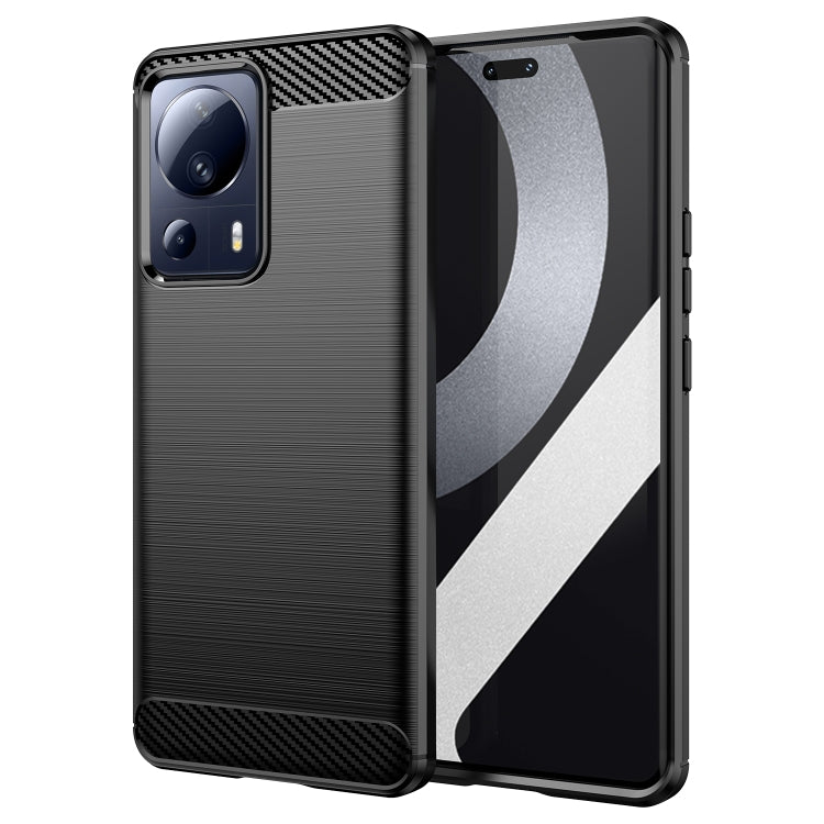 For Xiaomi 13 Lite Brushed Texture Carbon Fiber TPU Phone Case(Black)