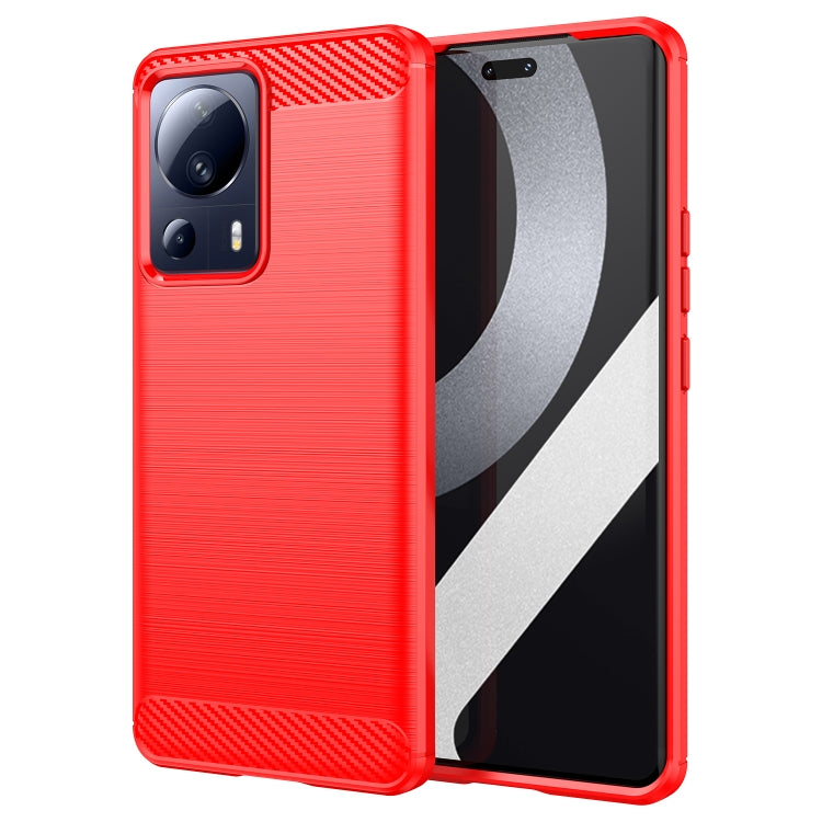 For Xiaomi 13 Lite Brushed Texture Carbon Fiber TPU Phone Case(Red)