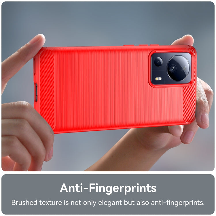 For Xiaomi 13 Lite Brushed Texture Carbon Fiber TPU Phone Case(Red)