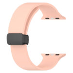 Magnetic Black Buckle Smooth Silicone Watch Band For Apple Watch Series 8&7 41mm / SE 2&6&SE&5&4 40mm / 3&2&1 38mm(Pink)