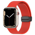 Magnetic Black Buckle Smooth Silicone Watch Band For Apple Watch Series 8&7 41mm / SE 2&6&SE&5&4 40mm / 3&2&1 38mm(Red)