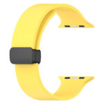 Magnetic Black Buckle Smooth Silicone Watch Band For Apple Watch Series 8&7 41mm / SE 2&6&SE&5&4 40mm / 3&2&1 38mm(Yellow)