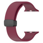 Magnetic Black Buckle Smooth Silicone Watch Band For Apple Watch Series 8&7 41mm / SE 2&6&SE&5&4 40mm / 3&2&1 38mm(Burgundy)