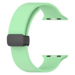 Magnetic Black Buckle Smooth Silicone Watch Band For Apple Watch Series 8&7 41mm / SE 2&6&SE&5&4 40mm / 3&2&1 38mm(Light Green)