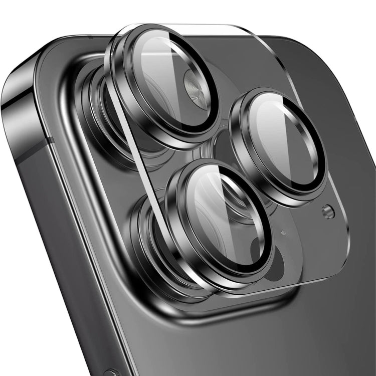 For iPhone 14 Pro / 14 Pro Max ENKAY Hat-Prince 9H Rear Camera Lens Tempered Glass Aluminium Alloy Film(Black)