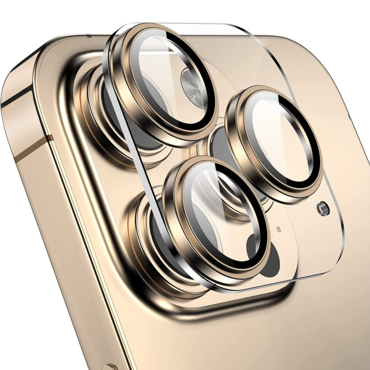 For iPhone 14 Pro / 14 Pro Max ENKAY Hat-Prince 9H Rear Camera Lens Tempered Glass Aluminium Alloy Film(Golden)