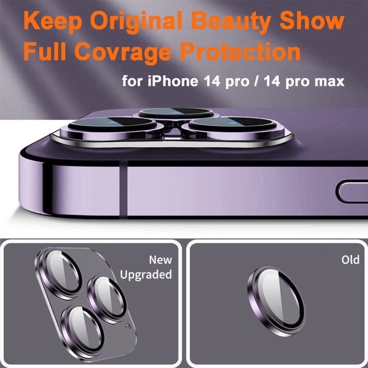 For iPhone 14 Pro / 14 Pro Max ENKAY Hat-Prince 9H Rear Camera Lens Tempered Glass Aluminium Alloy Film(Silver)