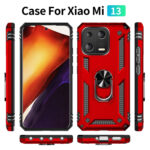 For Xiaomi 13 Shockproof TPU + PC Phone Case with Holder(Red)