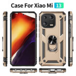 For Xiaomi 13 Shockproof TPU + PC Phone Case with Holder(Gold)