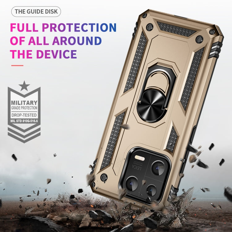 For Xiaomi 13 Shockproof TPU + PC Phone Case with Holder(Gold)