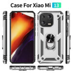 For Xiaomi 13 Shockproof TPU + PC Phone Case with Holder(Silver)