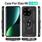 For Xiaomi 13 Pro Shockproof TPU + PC Phone Case with Holder(Black)