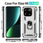 For Xiaomi 13 Pro Shockproof TPU + PC Phone Case with Holder(Silver)