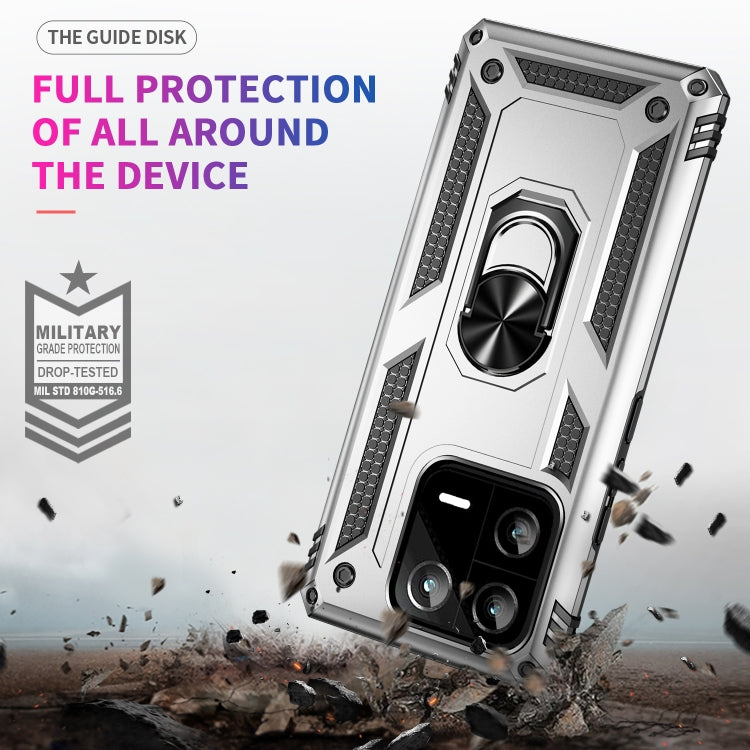 For Xiaomi 13 Pro Shockproof TPU + PC Phone Case with Holder(Silver)