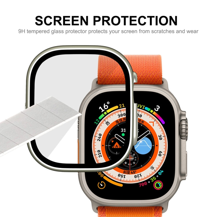 For Apple Watch Ultra 49mm ENKAY Hat-Prince Waterproof Full Coverage PC Frame + 9H Tempered Glass Case(Dark Blue)