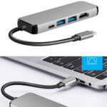 USB3.1 Hub Type-C To HDMI + Gigabit Ethernet Port + 2 Port USB3.0 + PD Adapter Cable for Macbook Pro