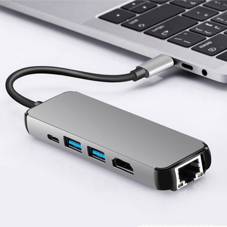 USB3.1 Hub Type-C To HDMI + Gigabit Ethernet Port + 2 Port USB3.0 + PD Adapter Cable for Macbook Pro