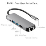 USB3.1 Hub Type-C To HDMI + Gigabit Ethernet Port + 2 Port USB3.0 + PD Adapter Cable for Macbook Pro