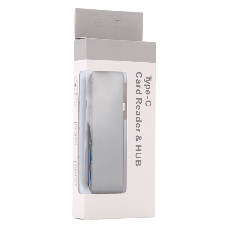 Type C To HDMI USB3.0 HUB USB-C Charging SD/TF Card Adapter For Macbook GW(Silver)