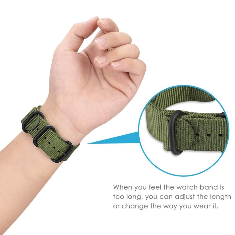 For Samsung Galaxy Watch Active 2 22mm / Gear S3 Nylon Three-ring Watch Band(Army Green)