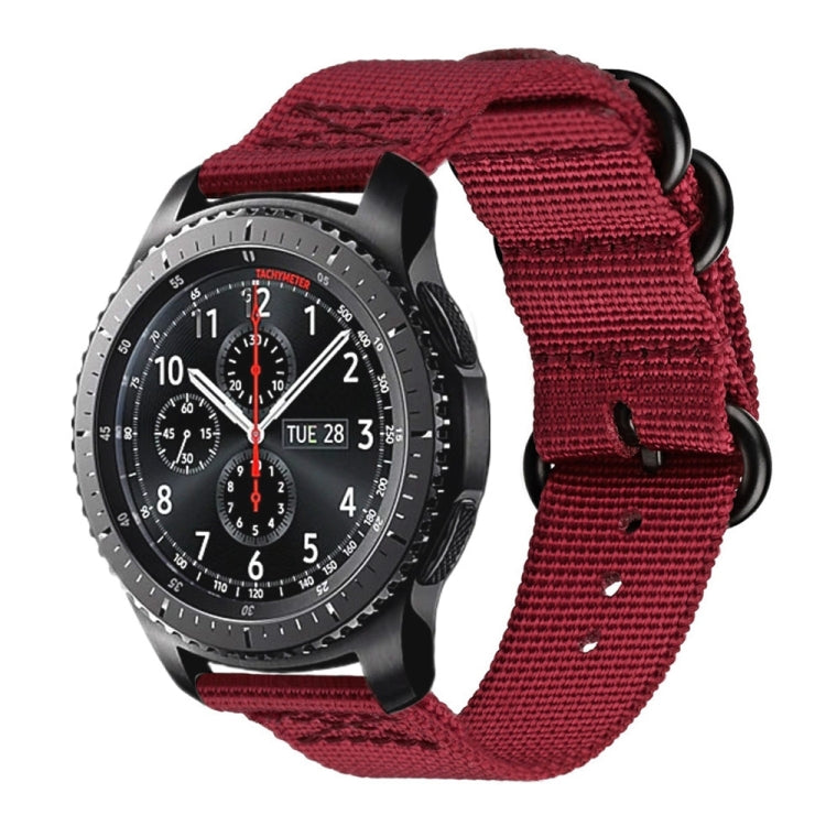 For Samsung Galaxy Watch Active 2 22mm / Gear S3 Nylon Three-ring Watch Band(Wine Red)