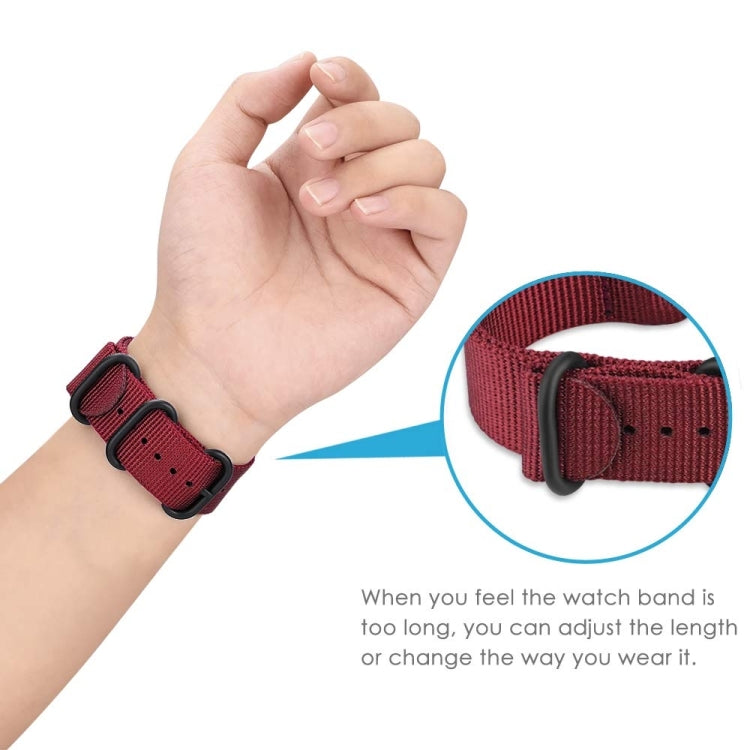 For Samsung Galaxy Watch Active 2 22mm / Gear S3 Nylon Three-ring Watch Band(Wine Red)