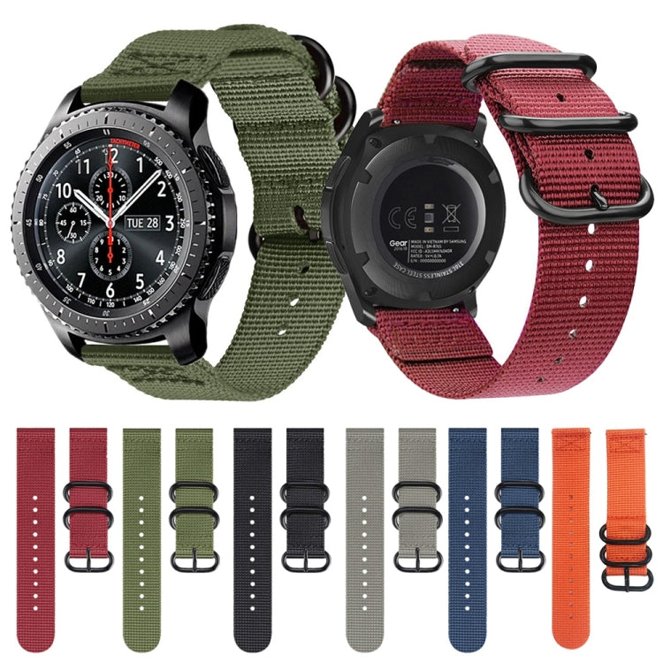 For Samsung Galaxy Watch Active 2 22mm / Gear S3 Nylon Three-ring Watch Band(Gray)