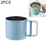 2 PCS Flour Sieve Baking Tool Hand-pressed Flour Sieve(Blue)