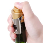 2 PCS  Push-button Stainless Steel Pumping Champagne Stopper Sparkling Champagne Snap Wing Vacuum Wine Stopper(Gold)