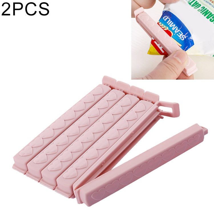 2 PCS Plastic Bag Snack Bag Sealing Love Clip Kitchen Accessories Pink