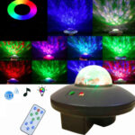 LED Water Wave Laser Starry Sky Projector Light USB Remote Control Bluetooth Voice Control Laser Light Rotating Magic Ball Light(Bluetooth Star Magic Ball Light)