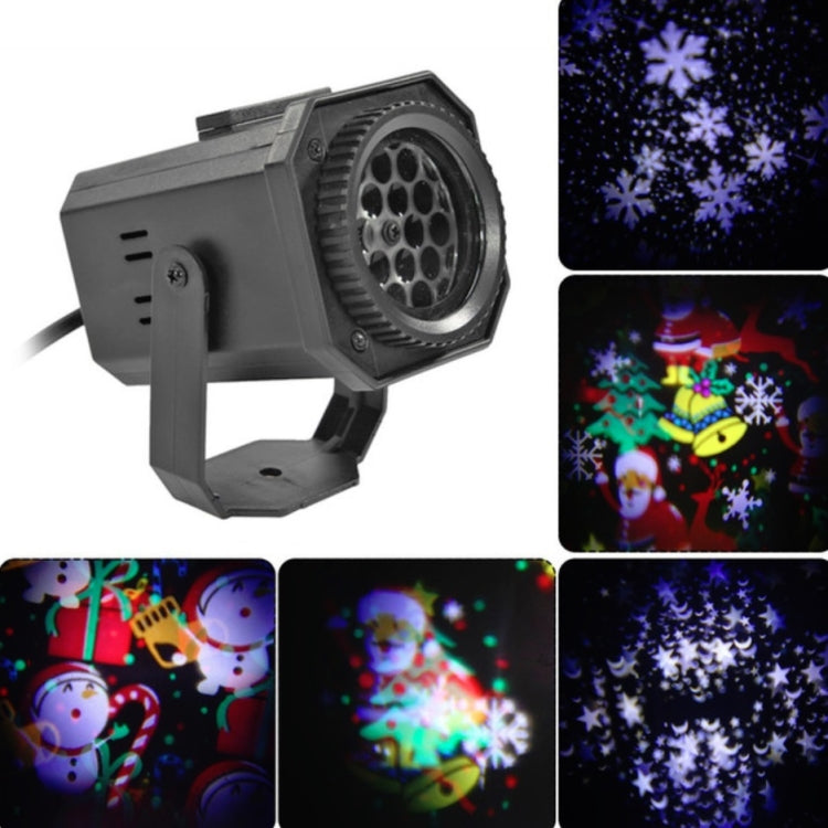 8W LED Stage Lighting Christmas Snowflake Pattern Projection Lamp Effect Laser Light, Plug Specifications:US Plug(Multiple Holes)