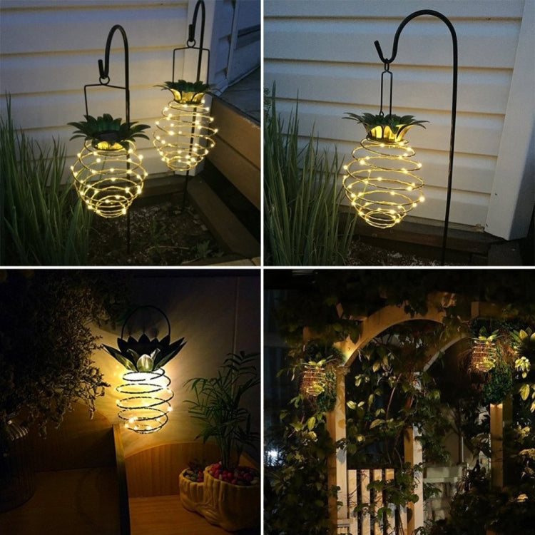 30 LEDs Outdoor Iron Pineapple String Solar Lantern Telescopic Chandelier Modern Porch Light