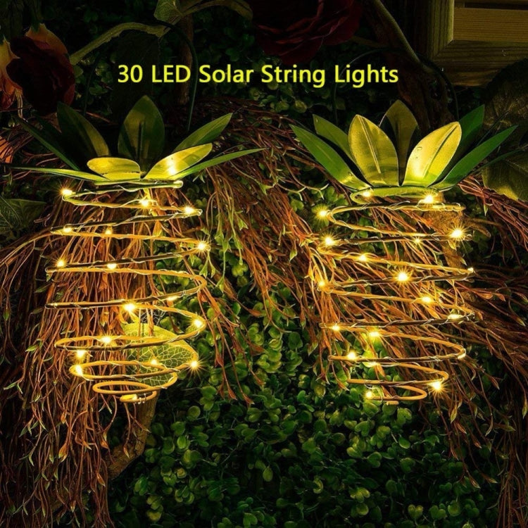 30 LEDs Outdoor Iron Pineapple String Solar Lantern Telescopic Chandelier Modern Porch Light