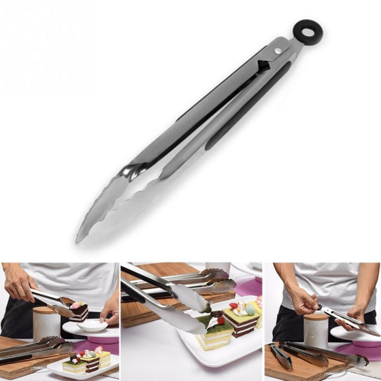 Stainless Steel Silicone Handle Kitchen Food Meat Barbecue Clip, Size:9 inch