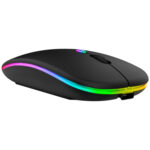 3 Keys RGB Backlit Silent Bluetooth Wireless Dual Mode Mouse(Black)