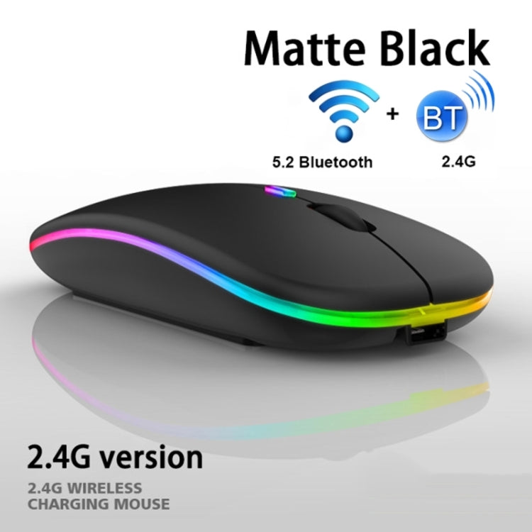 3 Keys RGB Backlit Silent Bluetooth Wireless Dual Mode Mouse(Black)