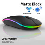 3 Keys RGB Backlit Silent Bluetooth Wireless Dual Mode Mouse(White)