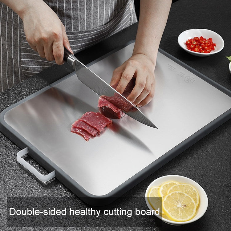 Household Multi-function Mildew Thickened Double-sided 304 Stainless Steel Plastic Vegetable Cutting Board, Size:M