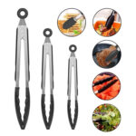 2 in 1 Stainless Steel Bread Barbecue Food Clip Silicone Baking Tools Set (Black)